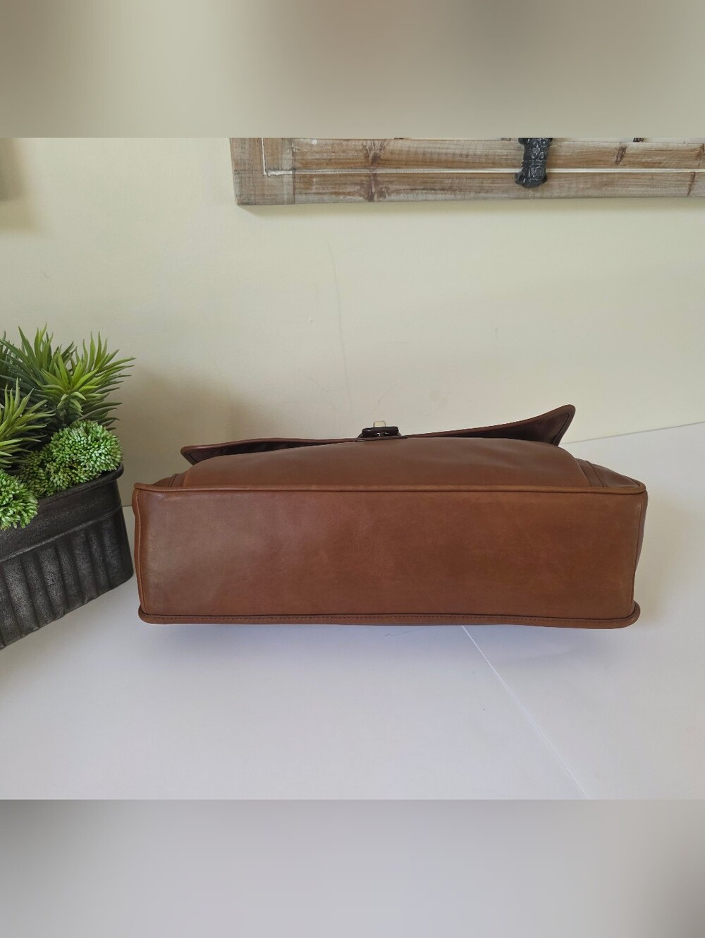 Vintage Coach Barclay Leather Briefcase Messenger Bag Cognac Laptop Work - Picture 5 of 14